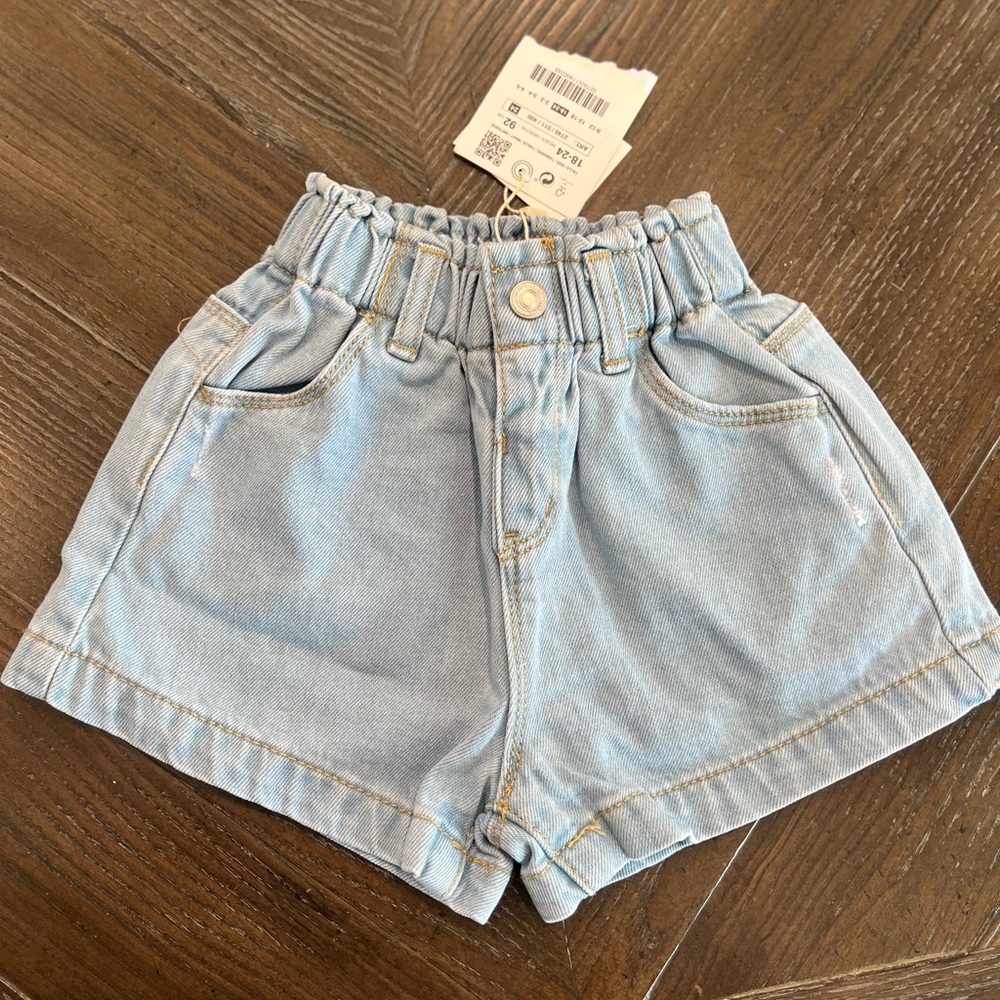 Zara Paperbag Denim Shorts